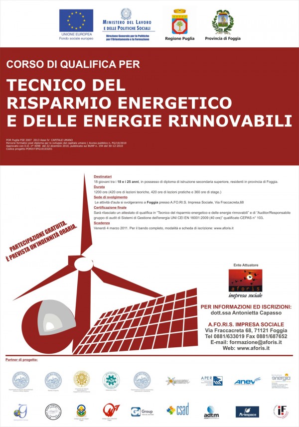 tecnico del risparmio energetico e delle energie rinnovabili